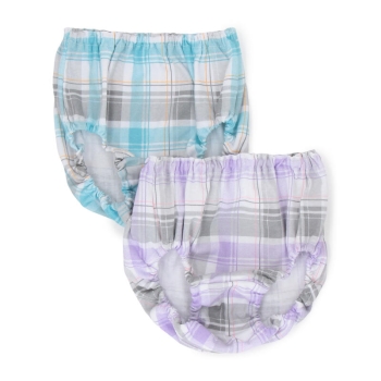 女児　箔プリントチェック柄ショーツ　２枚組