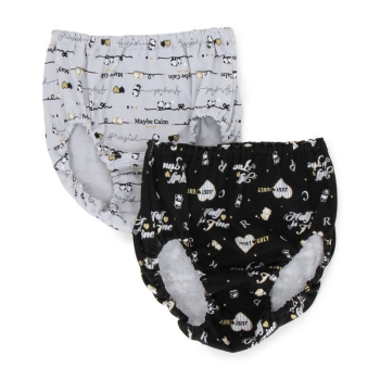 女児　モノトーン・パンダ柄ショーツ　２枚組