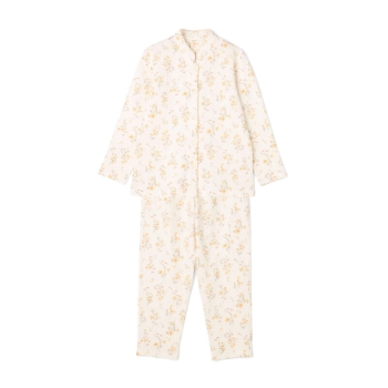 グレイスフルデイズ　婦人　肌側綿１００％キルト　野の花柄長袖シャツパジャマ