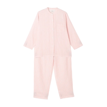 セブンプレミアムライフスタイル　婦人　二重ガーゼストライプ　シャツパジャマ