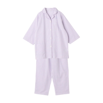 婦人　ボディクーラー　サッカーギンガム７分袖シャツパジャマ／セブンプレミアムライフスタイル