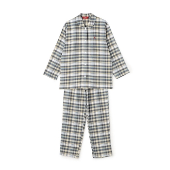 【ライトグリーンＬサイズのみ】ポロ　婦人　ネル格子　シャツパジャマ