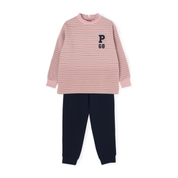 ポロ　婦人ハイネック裏起毛ボーダールームウェア