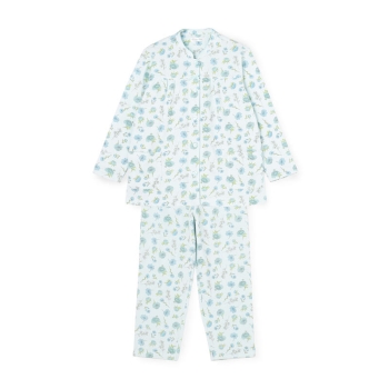 婦人　快適設計　裏起毛マオカラー花柄プチシャツパジャマ