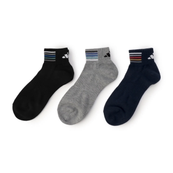 アディダス　消臭　３ラインショート丈ソックス　３足組