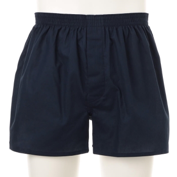 メンズ　無地トランクス　ネイビー＜はきこみ丈深め＞