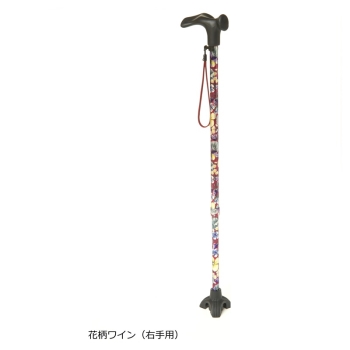 てのひらフィットＷ安定ステッキ花柄ワイン