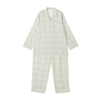 セブンプレミアムライフスタイル　紳士　二重ガーゼ格子　長袖シャツパジャマ