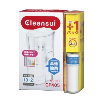クリンスイポット型浄水器カードリッジ2個付きCP405W-WT