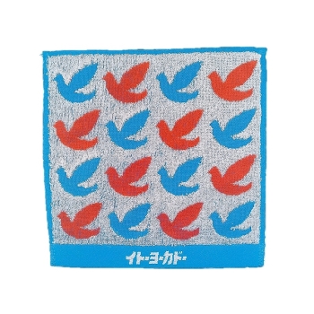 ハト柄　綿１００％　タオルハンカチ　約２５×２５ｃｍ