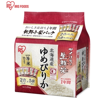アイリス　生鮮米　北海道産ゆめぴりか　２合×５袋（１．５ｋｇ）