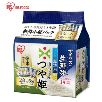アイリス　無洗米　山形県産つや姫　２合×５袋（１．５ｋｇ）