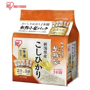 アイリス　生鮮米　新潟県産こしひかり　２合×５袋（１．５ｋｇ）
