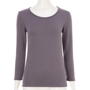 あったか厚地　裏ベロア８分袖シャツ