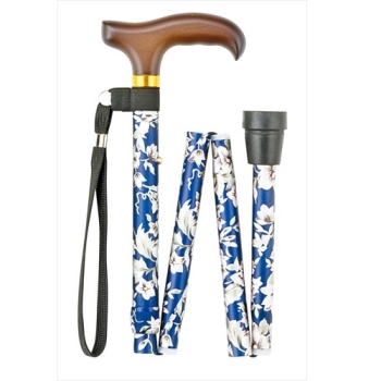 ＳＫステッキ　折りたたみ　青花柄