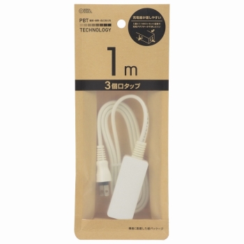 オーム電機 3口1mタップ HST31-PBT22
