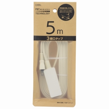 オーム電機 3口5mタップ HST35-PBT22