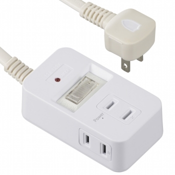 オーム電機 発煙ガードタップ 3口2m