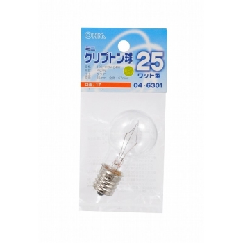 オーム電機　ミニクリプトン電球　Ｅ１７　２５Ｗ形　クリア