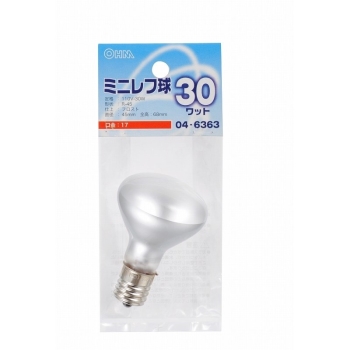 オーム電機　ミニレフ球　Ｅ１７　３０Ｗ　フロスト