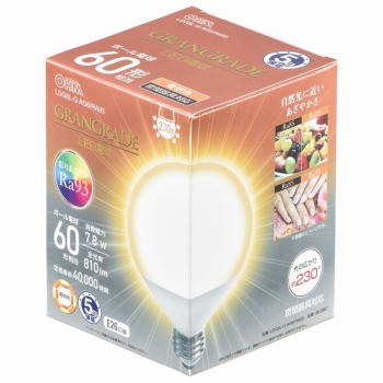 ＬＥＤ電球　ボール電球形　Ｅ２６　６０形相当　電球色