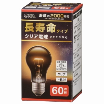 オーム電機　長寿命クリア電球６０Ｗ１Ｐ