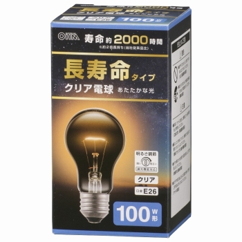 オーム電機　長寿命クリア電球１００Ｗ１Ｐ
