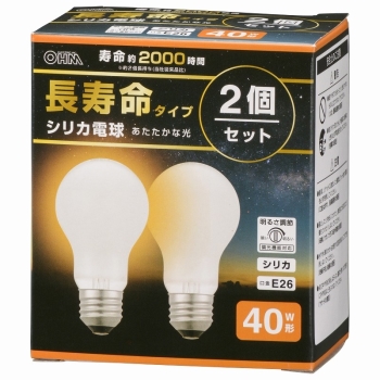 オーム電機　長寿命シリカ電球４０Ｗ２Ｐ