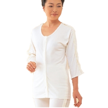 コベス・ワンタッチ肌着　婦人　前開きシャツ　両肩腕開き７分袖　マジック式