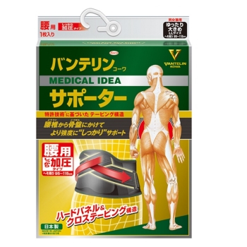 バンテリンコーワサポーター腰用しっかり加圧タイプ ゆったり大きめ 男女兼用 ブラック