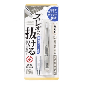 ズレずに抜ける驚きの毛抜き先斜め　シルバー