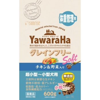 ヤワラハ グレインフリー ソフト チキン&野菜入り 体重管理用600g
