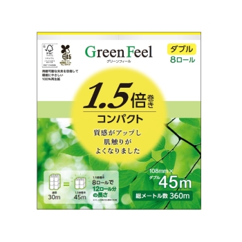 グリーンフィール 1.5倍巻 8ロール ダブル