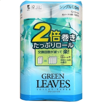 鶴見製紙 2倍巻き グリーンリーブズ 12ロール シングル
