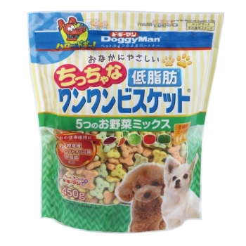おなかにやさしいちっちゃな低脂肪ワンワンビスケット　５つのお野菜ミックス４５０ｇ
