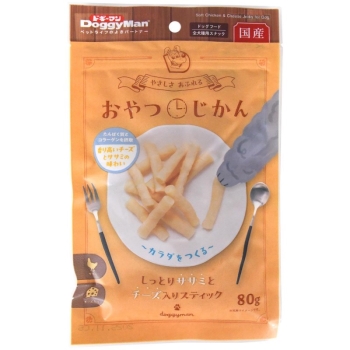 ■　ドギーマンハヤシ　おやつじかん　しっとりササミとチーズ入りスティック　８０ｇ