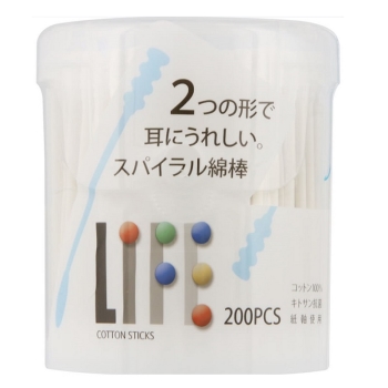 ライフ　スパイラル綿棒（円筒）　２００本
