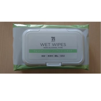 セブンプレミアムライフスタイル　ウェットティシュー　ノンアルコールタイプ　除菌　無香料　８０枚