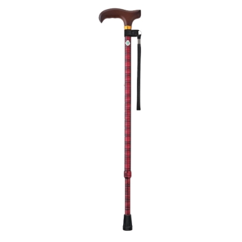 フジホーム　ステッキベーシック　伸縮　チェックレッド