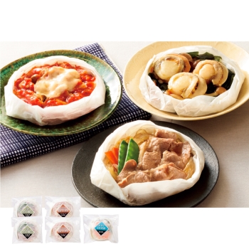 【お歳暮】陸前高田地域振興　黒毛和牛・豚バラ肉・ホタテ＆わかめの包み蒸し