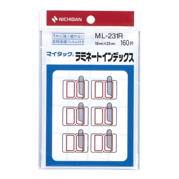 ニチバン　マイタックラベル　ＭＬ－２３１Ｒ　ラミネートインデックス赤小