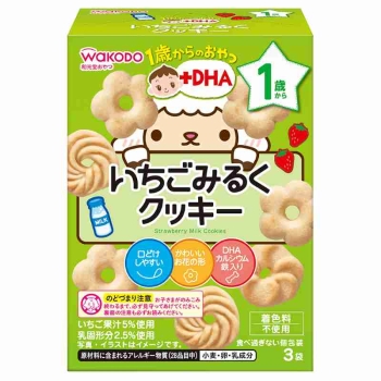 和光堂　１歳からのおやつ＋ＤＨＡ　いちごみるくクッキー　１歳頃から