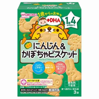 和光堂　１歳からのおやつ＋ＤＨＡ　にんじん＆かぼちゃビスケット　１歳４ケ月頃から