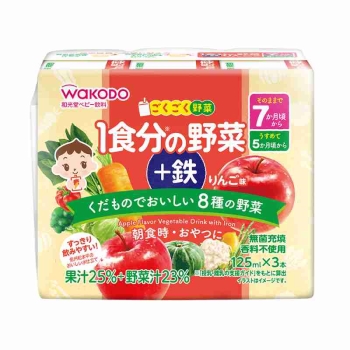 和光堂　ごくごく野菜　１食分の野菜＋鉄　りんご味　１２５ｍｌ×３本　７カ月頃から