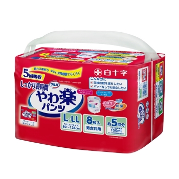 サルバ やわ楽パンツ しっかり長時間 M-Lサイズ 5回吸収18枚入り×6 サルバやわ楽パンツ しっかり長時間 | ヘルスケア | 白十字株式会社