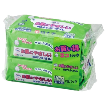 ■　白十字 ｻﾙﾊﾞ お肌にやさしいぬれﾀｵﾙ 2個ﾊﾟｯｸ