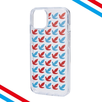 イトーヨーカドーオリジナル　ｉＰｈｏｎｅ１４　１３　ハイブリッドカバー　クリア　ハト柄