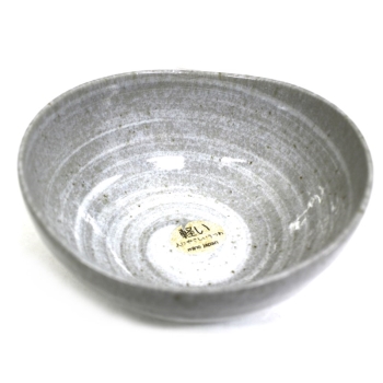 美濃焼 楕円小鉢 グレー白刷毛