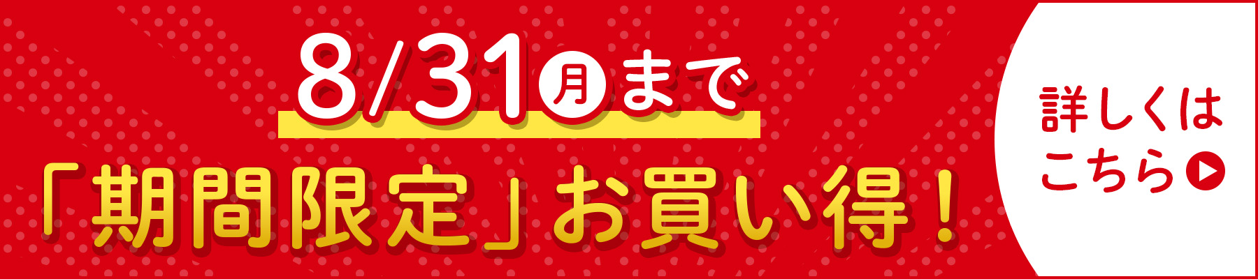 8/31（月曜日）まで「期間限定」お買い得！詳しくはこちら