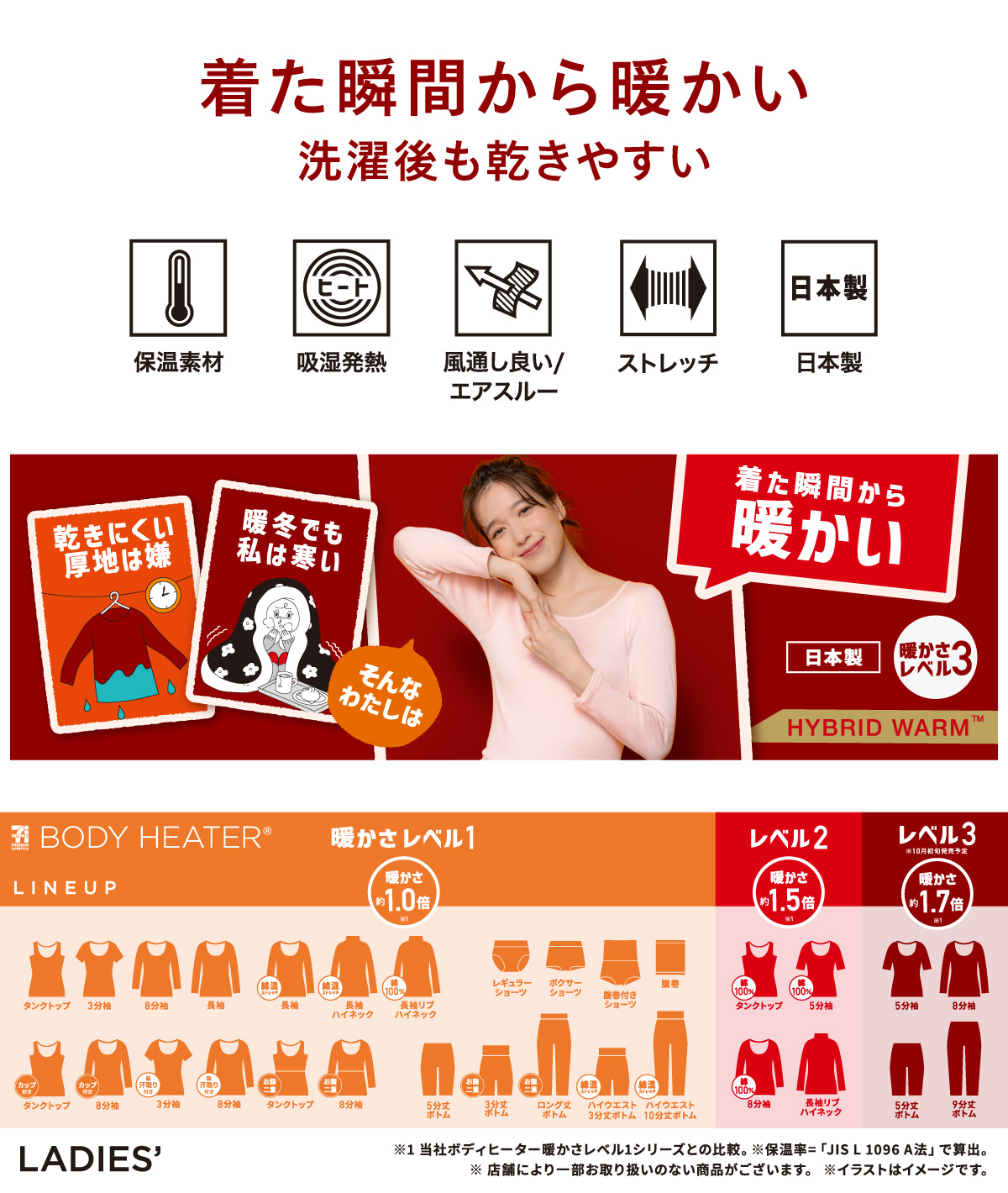 ボディヒーター レディースインナー 厚地